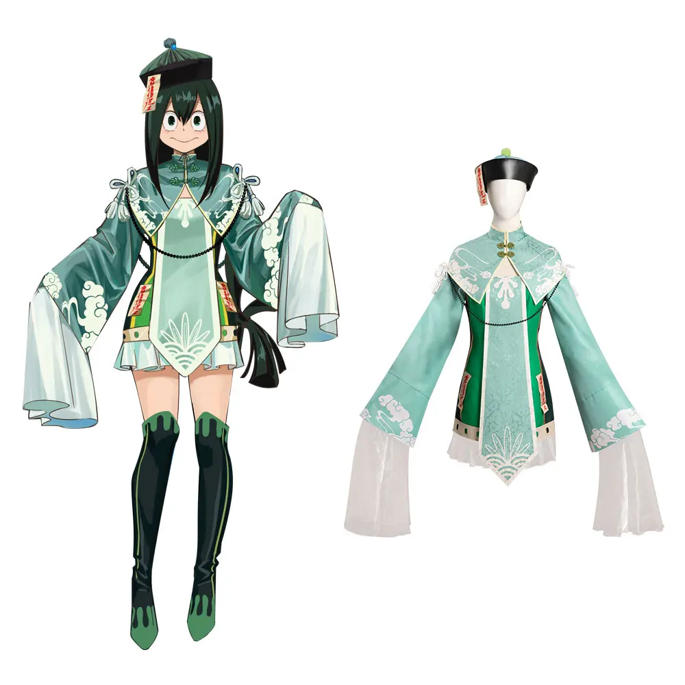 

My Hero Academia Asui Tsuyu Cosplay Costume Zombie Hat Dress Outfits Halloween Carnival Suit