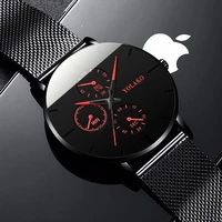 2022 watches mens business black watches luxury ultra thin mesh belt quartz men leather wrist watch casual classic male watch