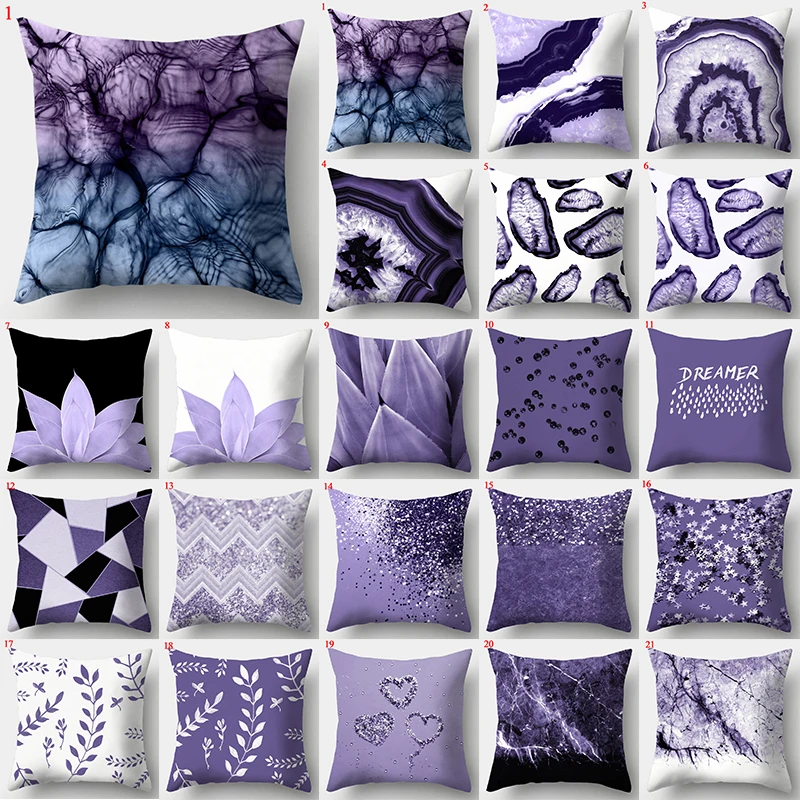 

45*45cm Purple Geometric Pillow Covers Decorative Cushion Cover Throw Pillow Case for Home SofaDecoration Square Pillowcases