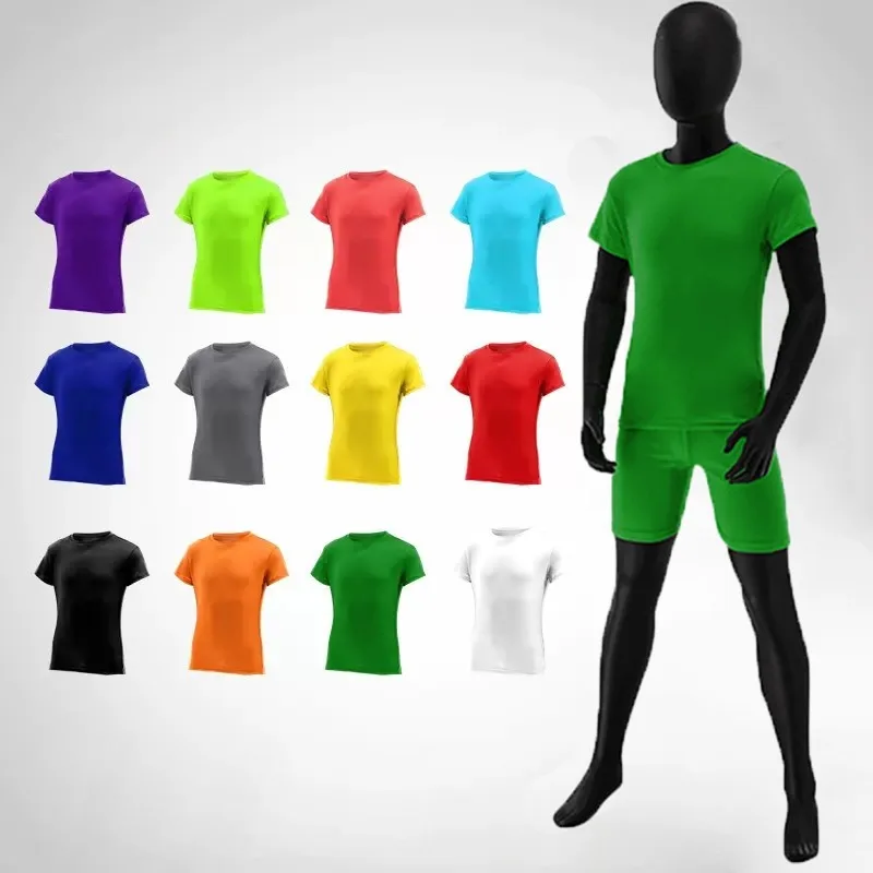 Детские быстросохнущие топы с короткими рукавами для тренажерного зала и