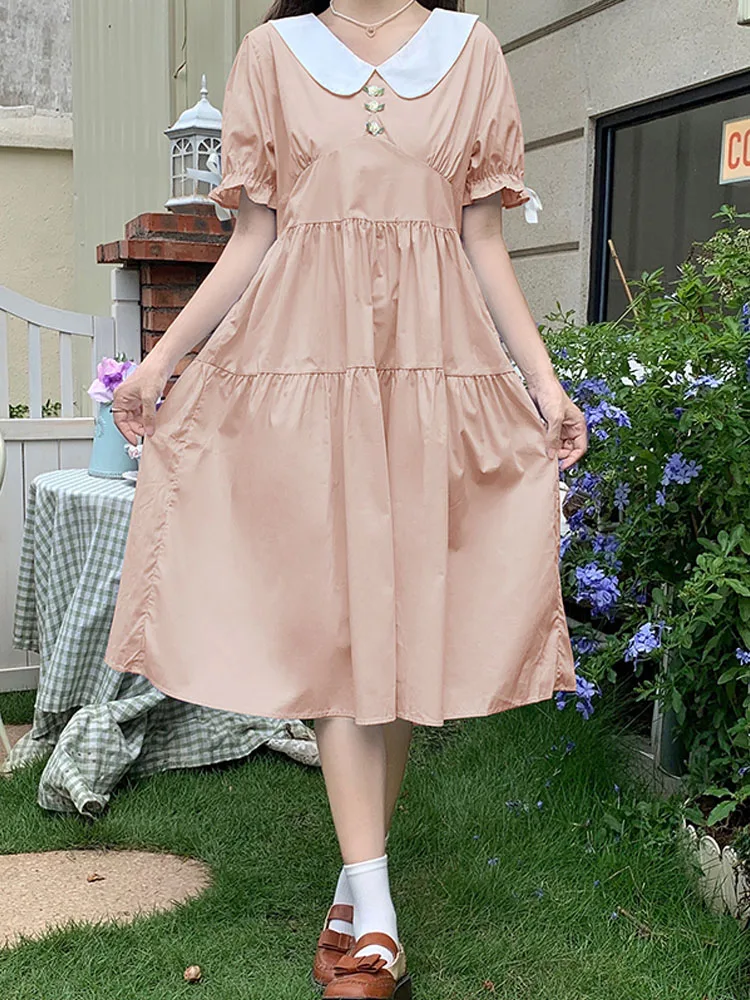 Женское платье средней длины с цветочным принтом голубое или розовое тонкое