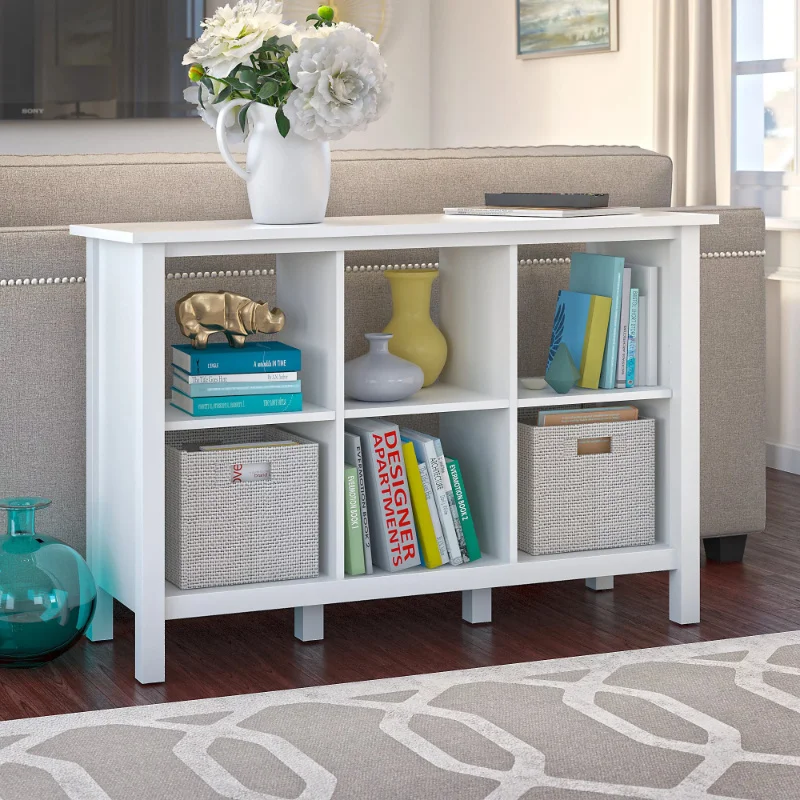

Bush Furniture Broadview 6 Cube Storage Bookcase in Pure White bookshelf Home Furniture Living Room Furniture