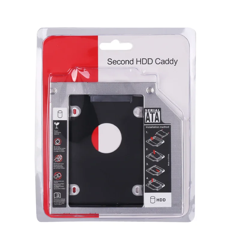 Купи Aluminum 2nd HDD Caddy 9.5mm 12.7mm SATA 3.0 Optibay Hard Disk Drive Box Enclosure DVD Adapter Case 2.5 SSD For Laptop за 47 рублей в магазине AliExpress