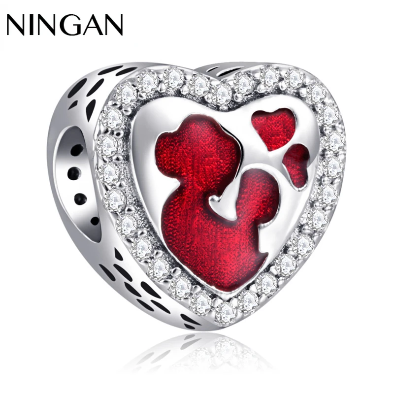 

Женский браслет из серебра 925 пробы с бусинами в форме сердца