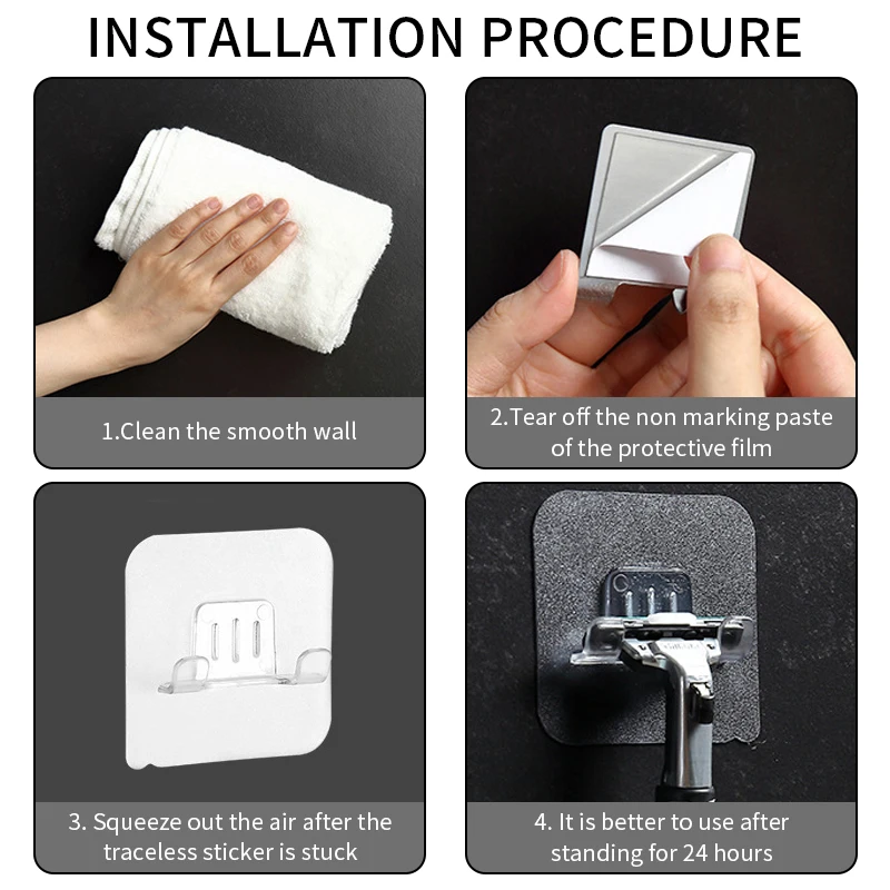 Держатель для бритвы самоклеящийся настенный держатель с крючком хранения -