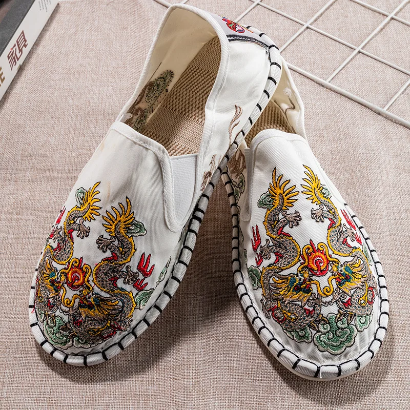 

Summer Men's Handmade Cloth Shoes Men's Canvas Comfortable Casual Shoes Breathable Non-slip Embroidered Women's Cloth Shoes