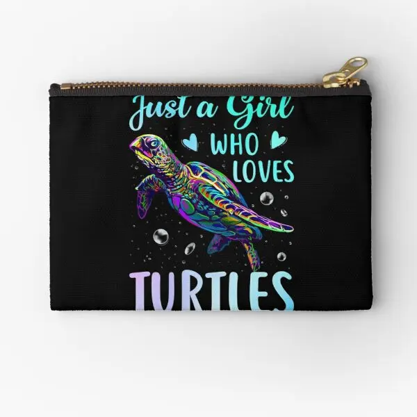 

Just A Girl Who Loves Turtles Watercolor Zipper Pouches Women Men Coin Packaging Underwear Small Socks Wallet Pure Storage