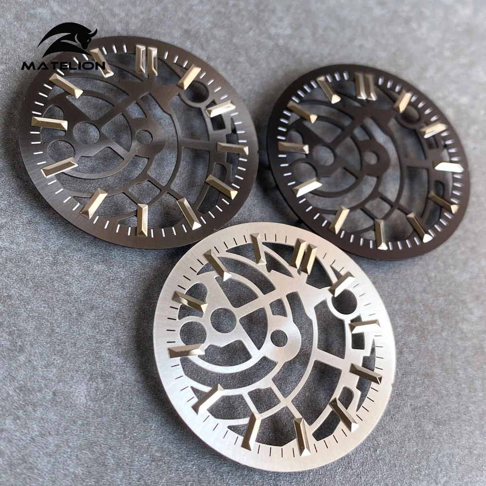 Matelion Черный Серебристый Циферблат Механизм Часов 29 мм Подходит для NH35 NH38 NH70 NH72