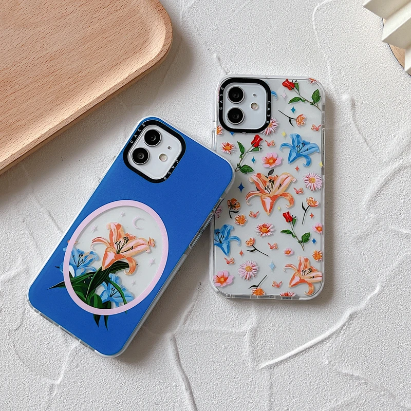 

Retro Art Tulip Rose Flower Shockproof Soft Phone Case For iPhone 11 12 13 Pro Max X Xr Xs Max 7 8 Puls SE 2 Cute Cover Couqe