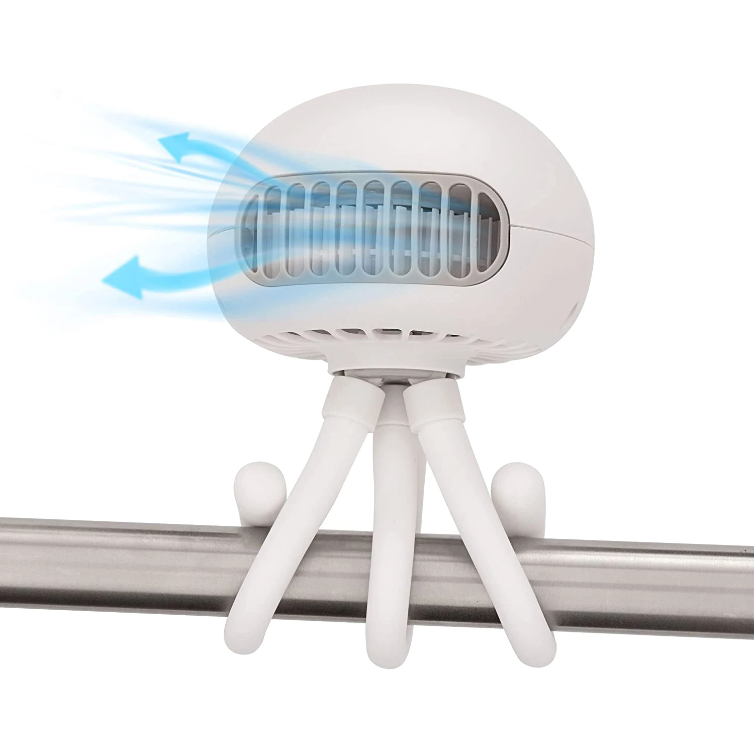 

Портативный вентилятор для детской коляски без лопастей, перезаряжаемый вентилятор с аккумулятором и 3 режимами работы, белый