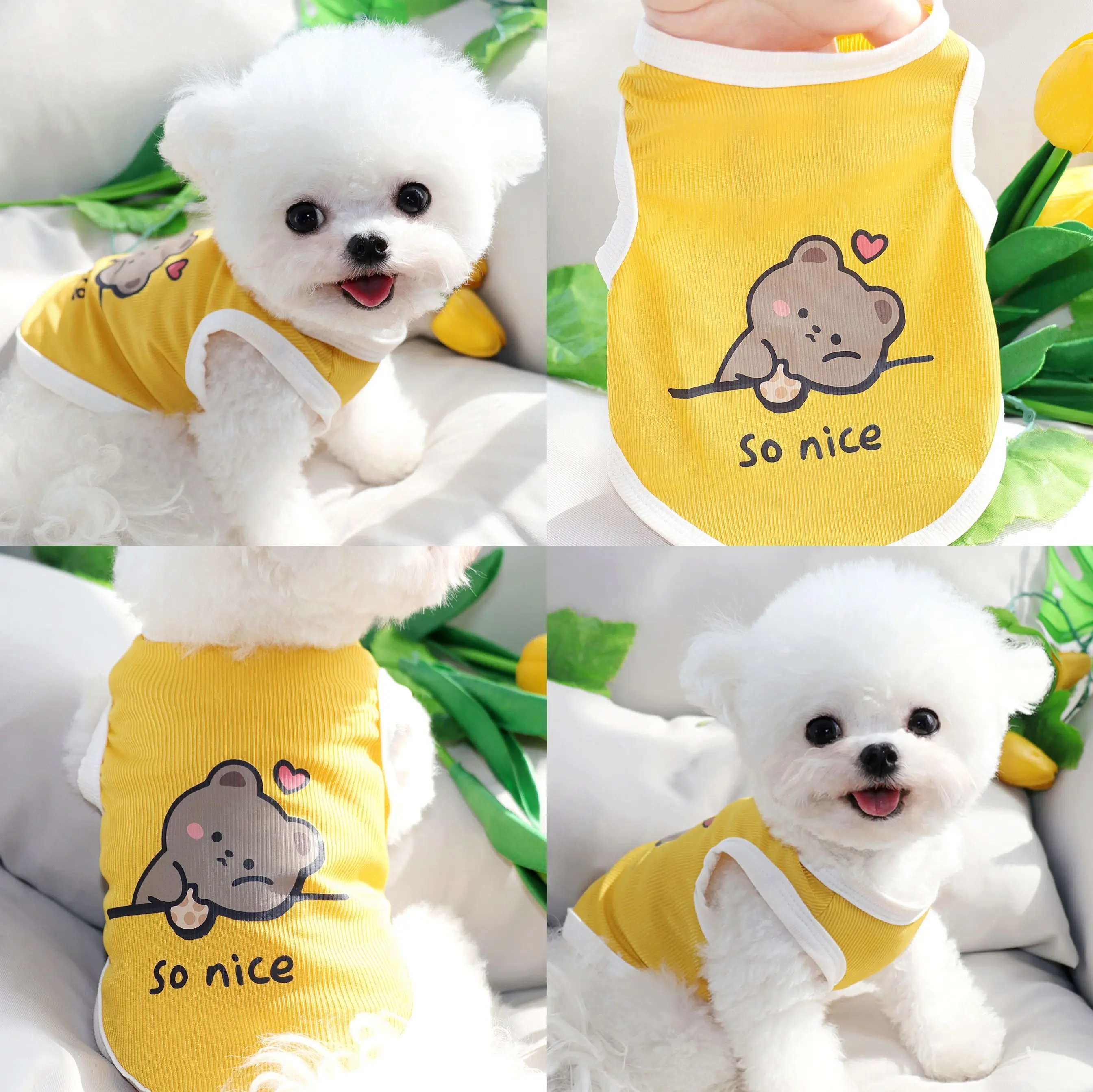 

Spring Summer Pet Clothes Kitten Puppy Cute Tank Vest Small and Medium-sized Dog Sweet Breathable Vest Chihuahua Yorkshire