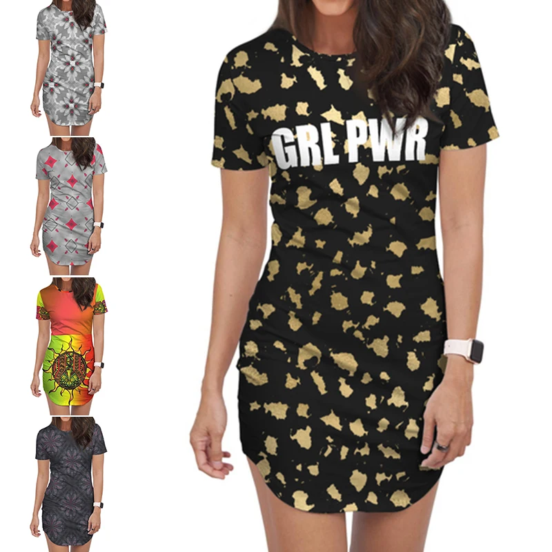 

New Summer Custom Fashion T-shirts Pour Enfants Circular Hem Street Wear Women's Original Shirts Dress For Ladies