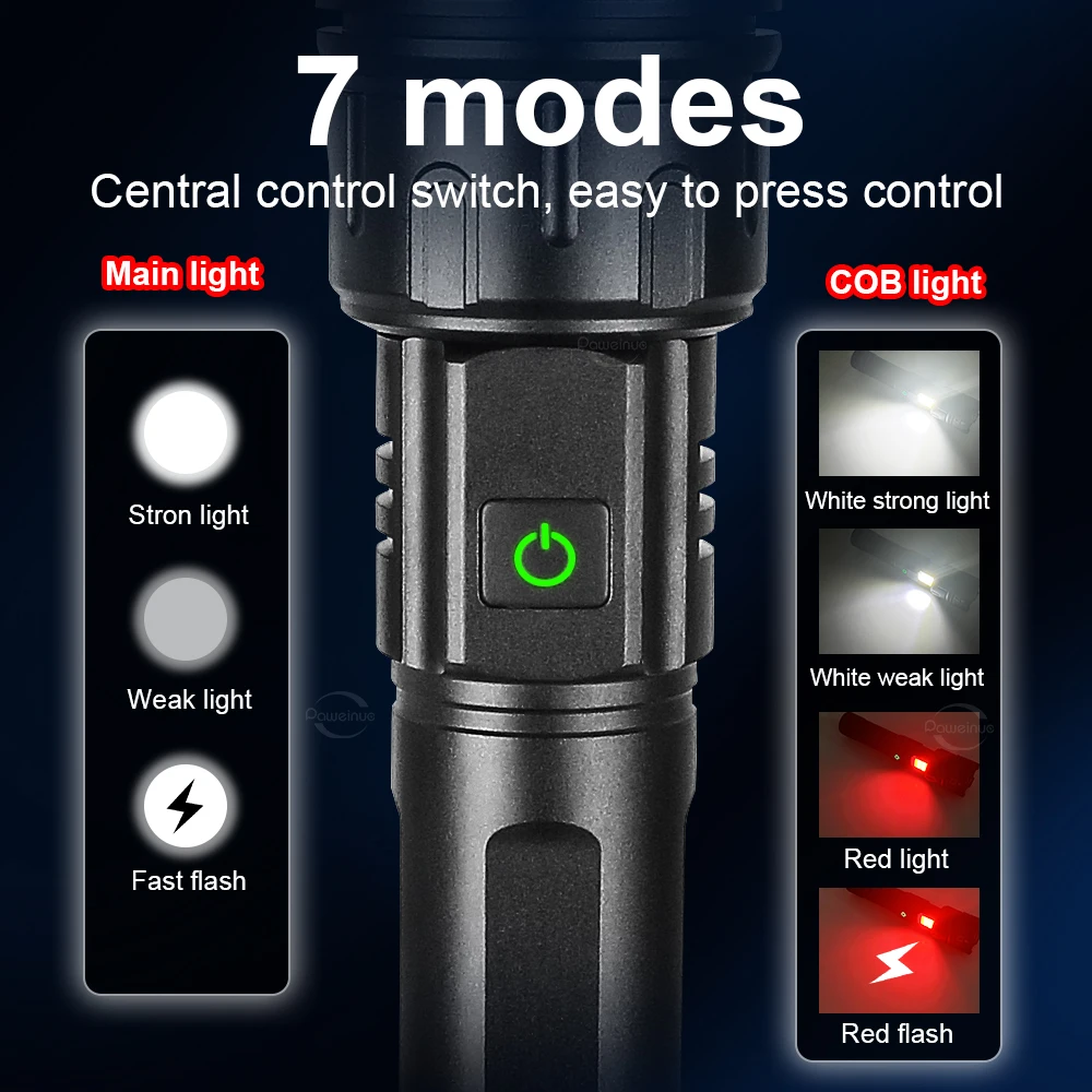 Фонарик XHP120 с увеличением 1000 м супер яркий мощный перезаряжаемый фонарь для