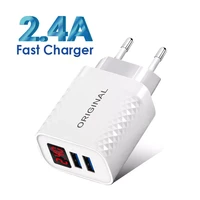 2 4a quick charge 3 0 led display 2 ports usb phone charger fast charging for iphone 11 pro s20 charger eu wall adapter