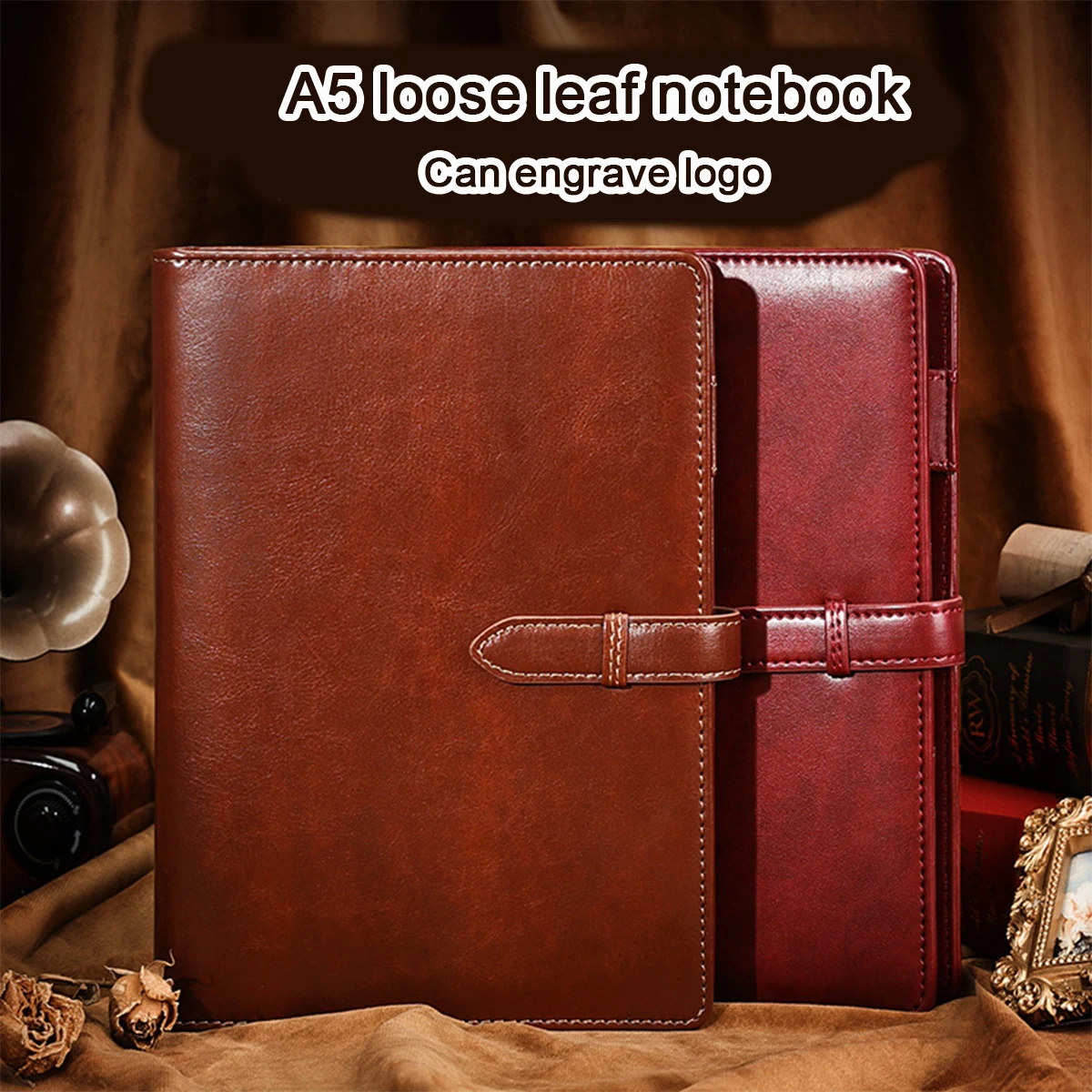 (Можно выгравировать логотип) Одноцветный кожаный блокнот формата А5 рабочий