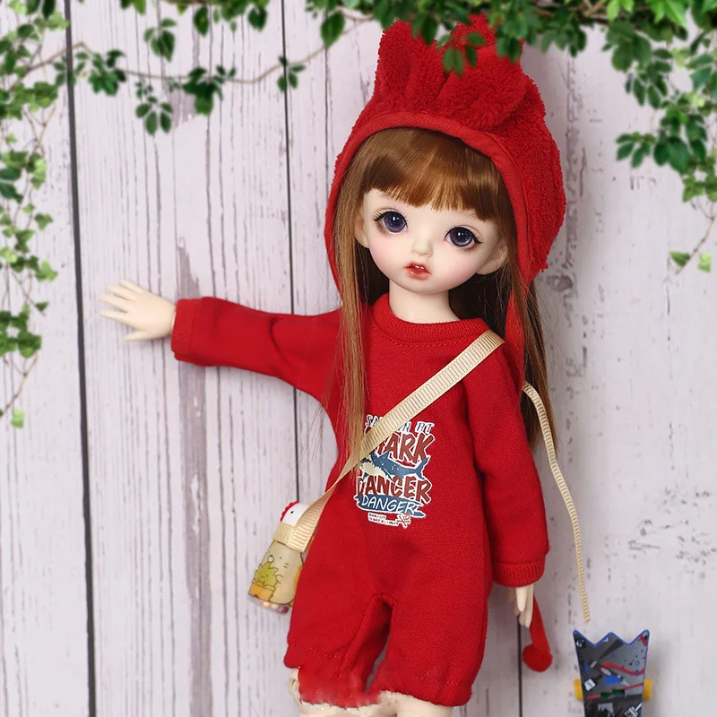 

BJD doll 1/6 set suitable for holiday toys gift cute red clothes set 1/6 size bjd full set doll accessories (six points)