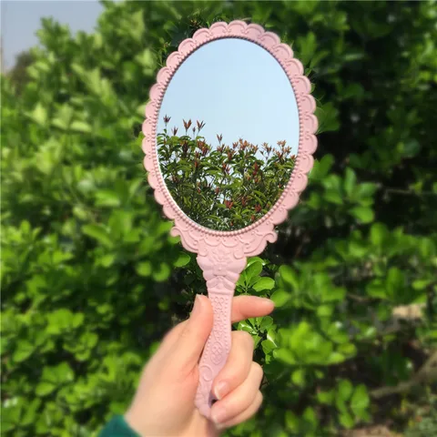 1 шт. винтажное зеркало, женское цветочное овальное круглое зеркало для макияжа, ручное зеркало принцессы, женский косметический комод, подарок