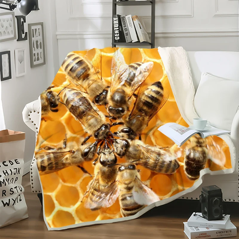 

Fashion Blanket Insect Bee Colony Honeycomb 3D Print Sofa Travel Throw Blankets Teen Bedspread Bedding Plush Quilt Drop Shipping