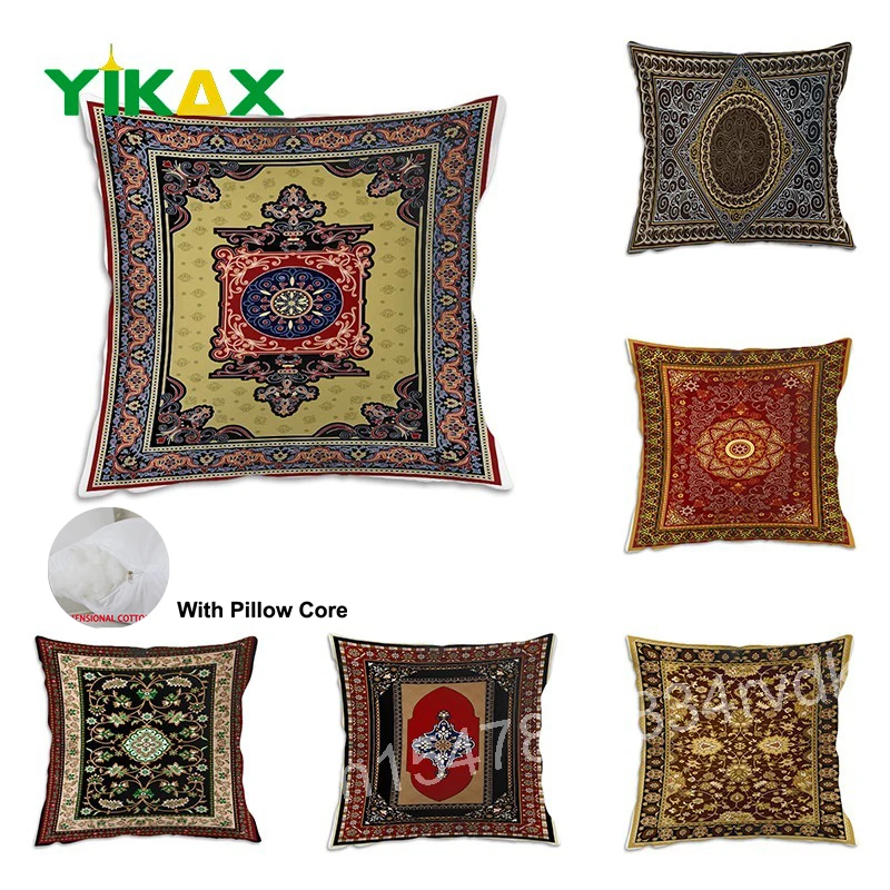 

Ethnic Persian Print With Pillow Core Cushion Cover Retro Decor Pillowcase Vintage Art Turkish Blanket Livingroom Throw Pillows