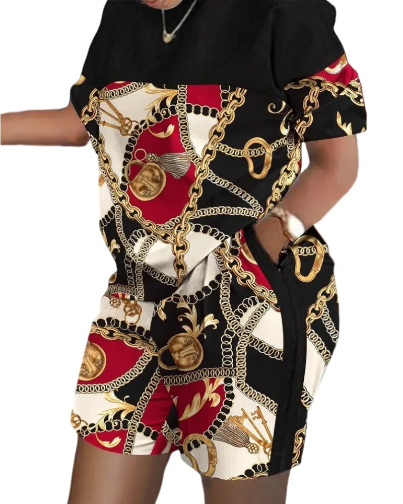 2025 Женский повседневный комплект из двух предметов с короткими рукавами наряд