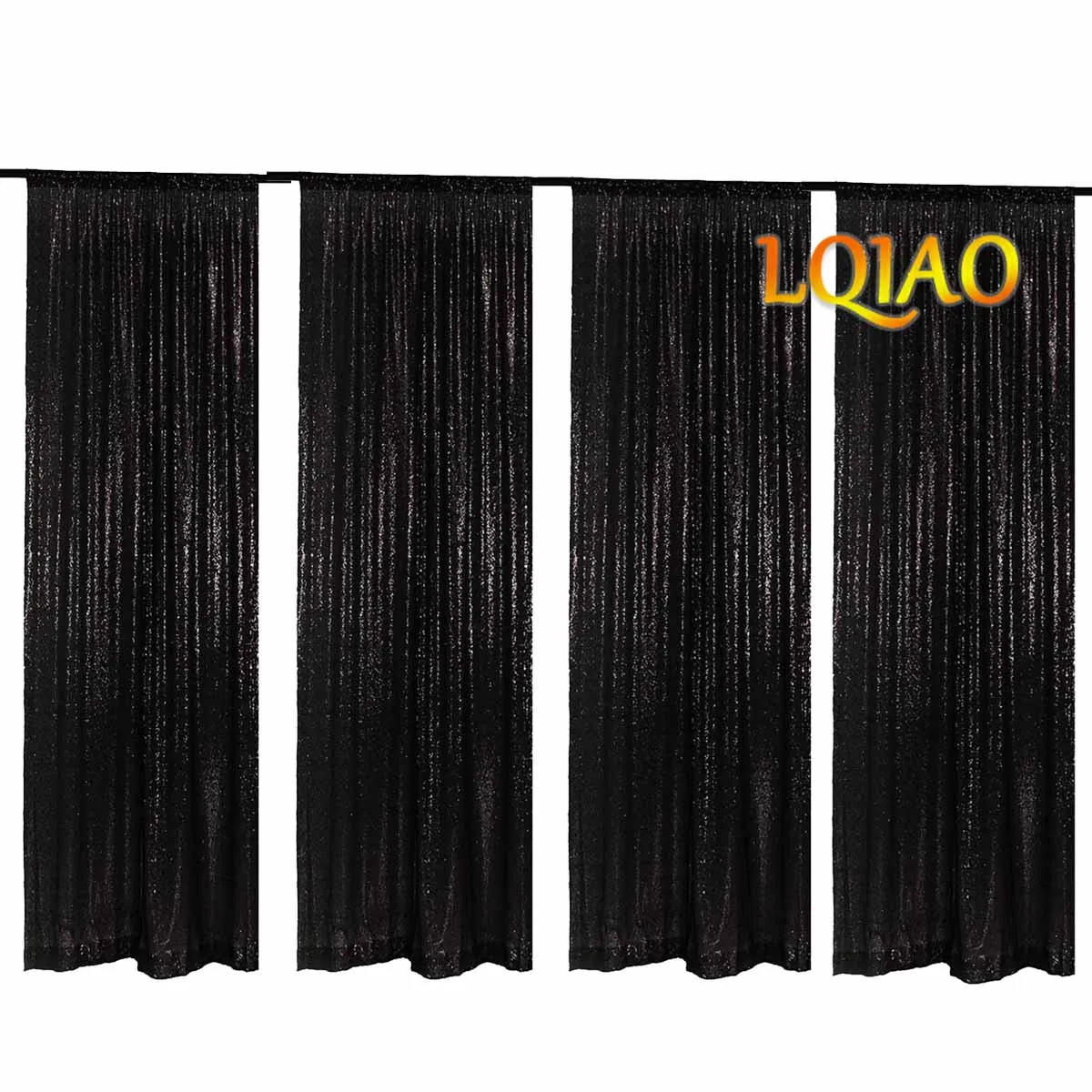 

Black Sequin Backdrop Curtain 4 Panels 2ftx8ft Wedding Ceremony Background Backdrop Glitter Shimmer Fabric Backdrop Drapes Decor