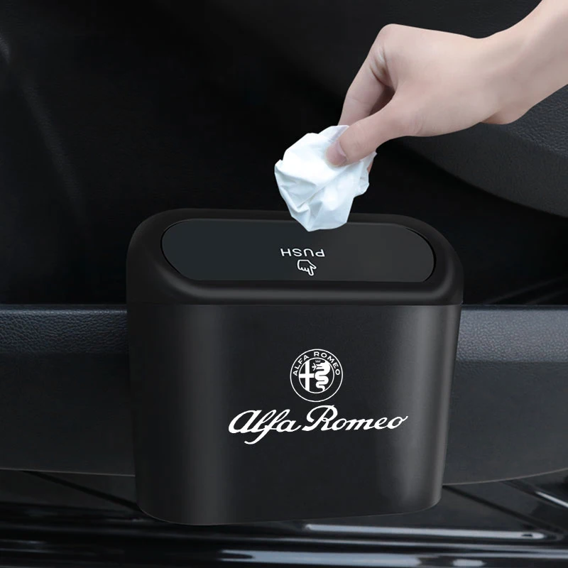 

1pcs Hanging Car Trash Bin Dust Case Storage Box Auto accessories For Alfa Romeo 159 147 156 Giulietta Giulia Mito Stelvio Brera