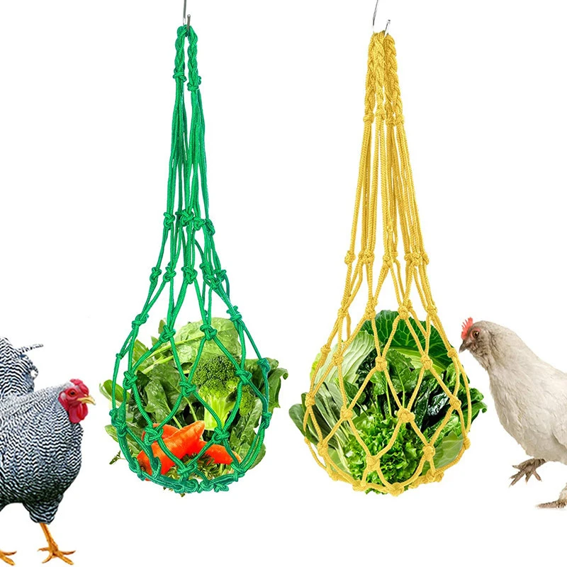 

Chicken Vegetable Net String Bag Poultry Fruit Holder Chicken Cabbage Feeder Treat Feeding Tool for Hen Goose Duck Large Birds