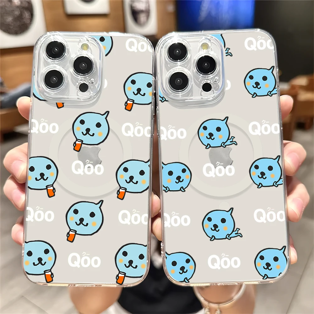 Милый чехол для телефона Q-QOO с рисунком iPhone Plus 11 13 12 14 15 16 Pro Max прозрачный магнитный