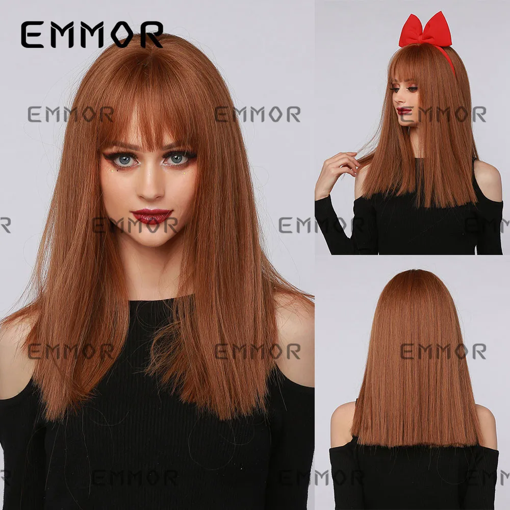 

Movie Don't look up Kate orange cosplay wig Jennifer role play orange straight bang synthetic hair wig costumes