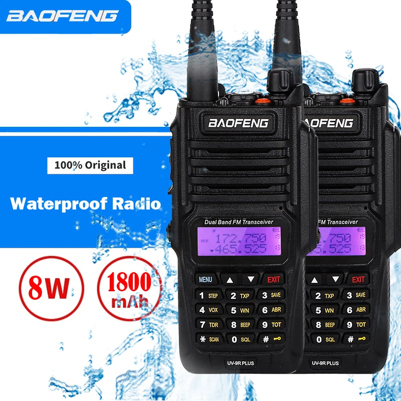 Baofeng UV9R Plus Ham Radio Waterproof IP67 Dual Band VHF UHF FM 8W 128CH Walkie Talkie UV-9R Plus Transceiver