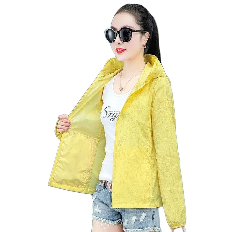 

Lce Silk Fashion Sun-protective Clothing Women's Summer Quick-Drying Hooded Print Coat New Sunscreen Clothing UV Outdoor Coat