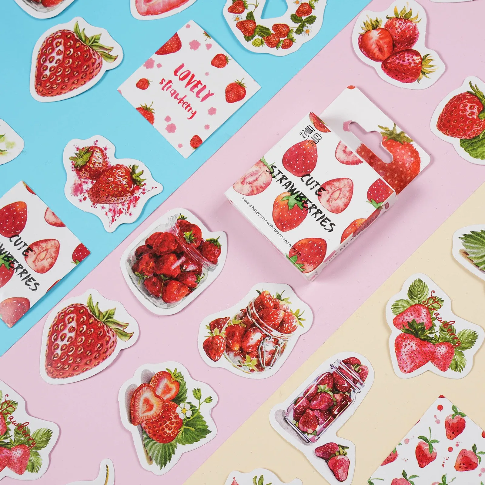 

46 Pcs Strawberries Food Decorative Stickers For Card Making Envelope Seal Diary Scrapbooking Journaling Laptop