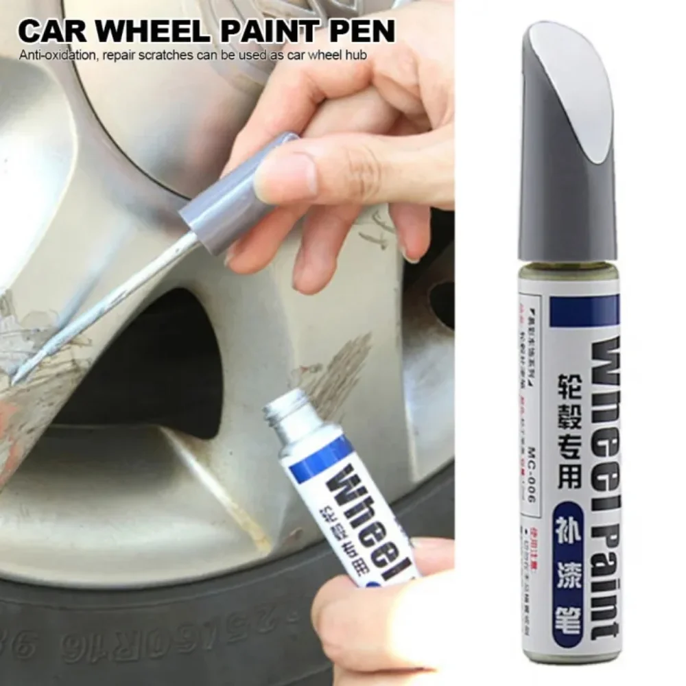 12ml Silver Alloy Car Wheel Touch Up Pen Repair Paint Curbing Scratch Maker with Brush Car Repair Care Pen Wheel Hub Spray Paint