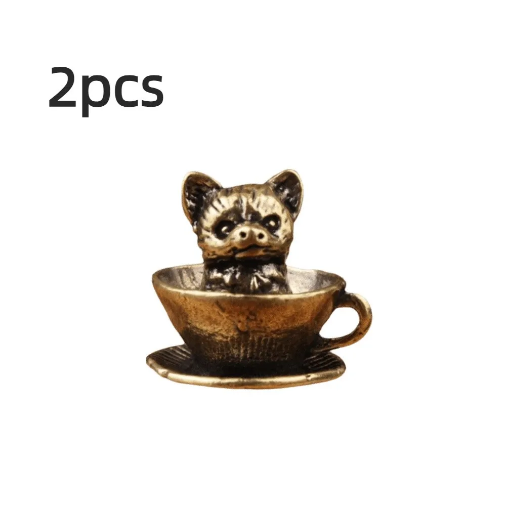 

Мини-чашки с фигурками животных из латуни, 2 шт.