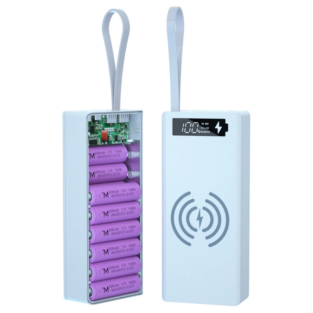 

16*18650 Battery Charger Box Power Bank Holder Case Dual USB LCD Display Support Quick & Wireless Charger Battery Shell Storage