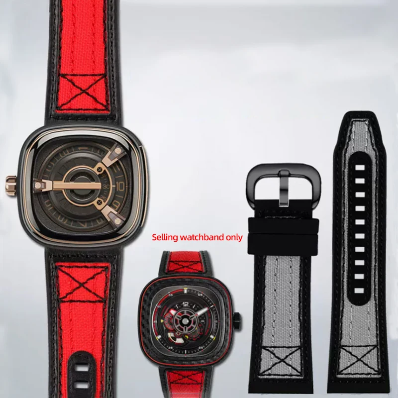 

For seven on Friday Watch Strap Series P3C/04 09 Mechanical Watch Canvas Strap Leather 28mm Waterproof Wrist band Bracelet Belt