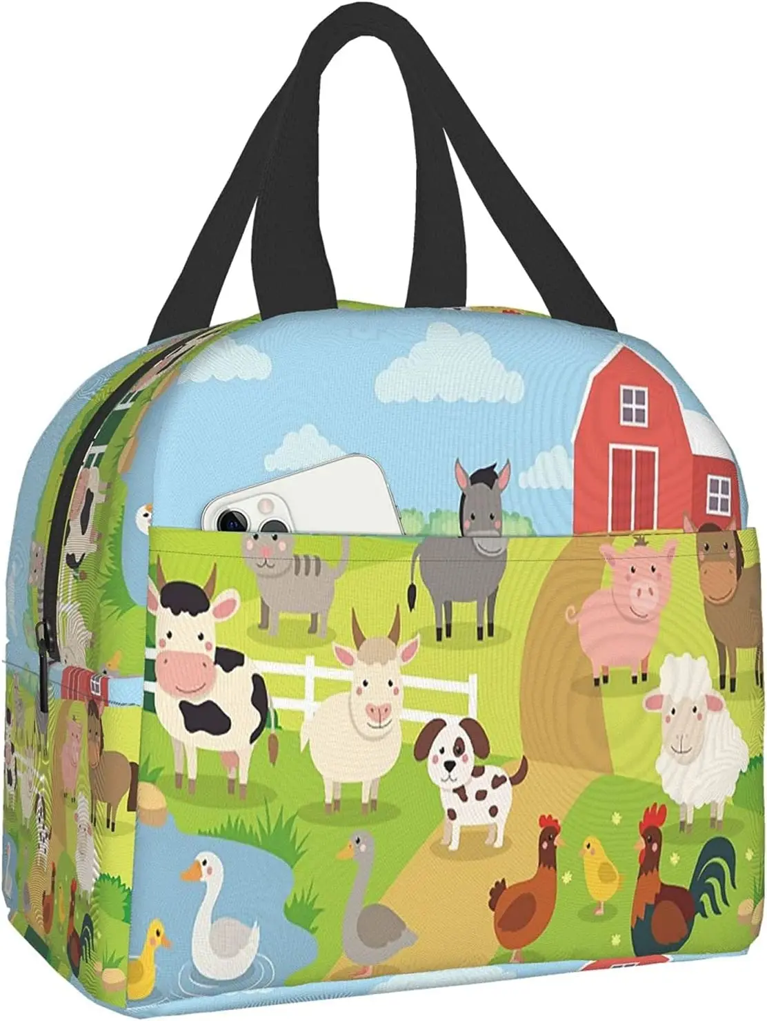 

Сумка для ланча с животными на ферму, изолированная мягкая Сумочка, мини-холодильник, Термосумка-тоут для офиса, работы, школы и пикника
