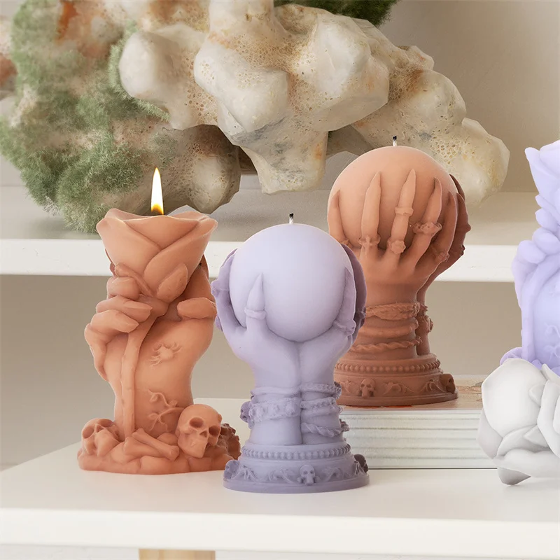 DIY Хэллоуин серии 3D коготь демона и ведьма рука держит роза шар скелет