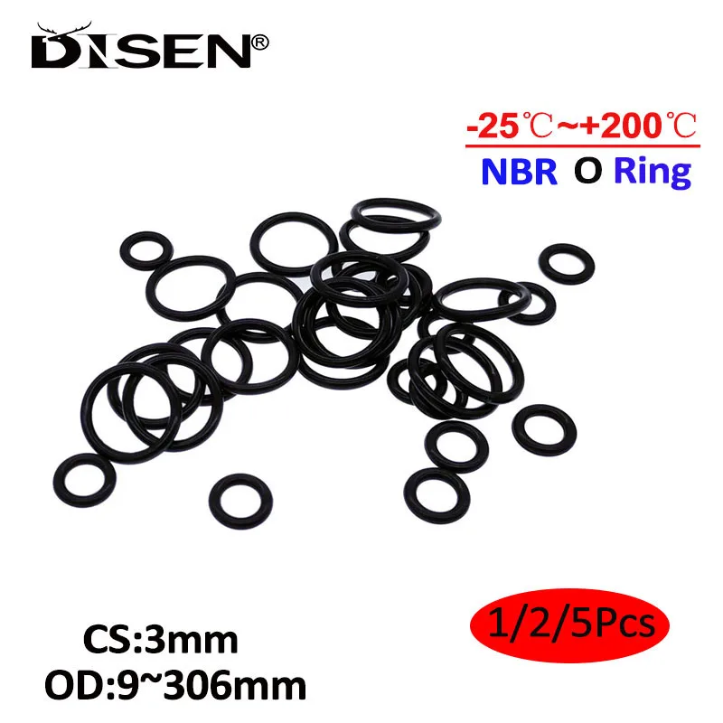 

1/2/5Pcs Black O Ring Gasket CS 3mm OD 9mm~306mm NBR Automobile Nitrile Rubber Round O Type Corrosion Oil Resistant Seal Washer