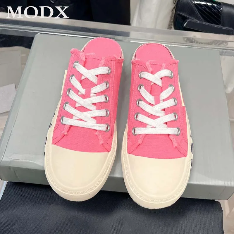 

Холщовые полутапочки унисекс, Повседневные Классические кроссовки на шнуровке, с круглым носком, плоская подошва, Muller, лето 2023