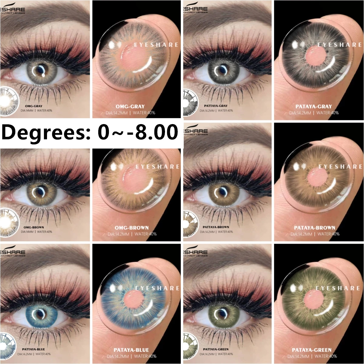 

EYESHARE Myopia Color Contact Lens Degree 2Pcs Color Lenses For Eyes Prescription Natural Cosmetic Diopters Yearly Contact Lens