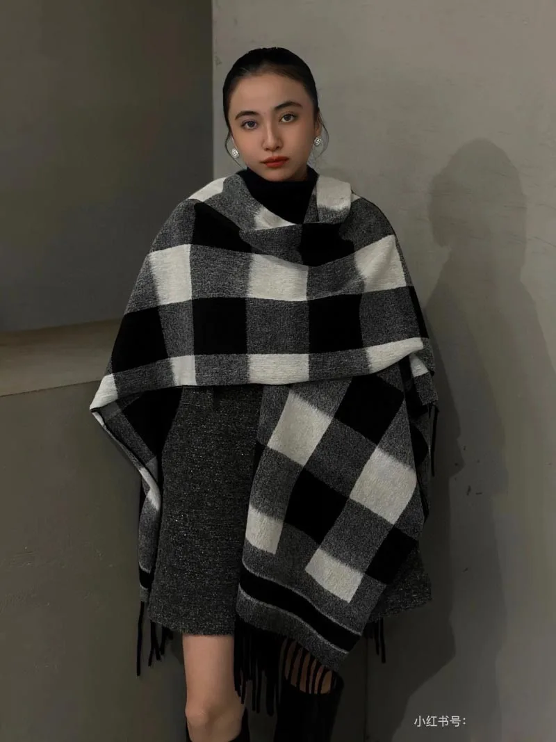 Осень/зима 2023 новая женская шаль свитер в стиле ретро праздничный плащ женский