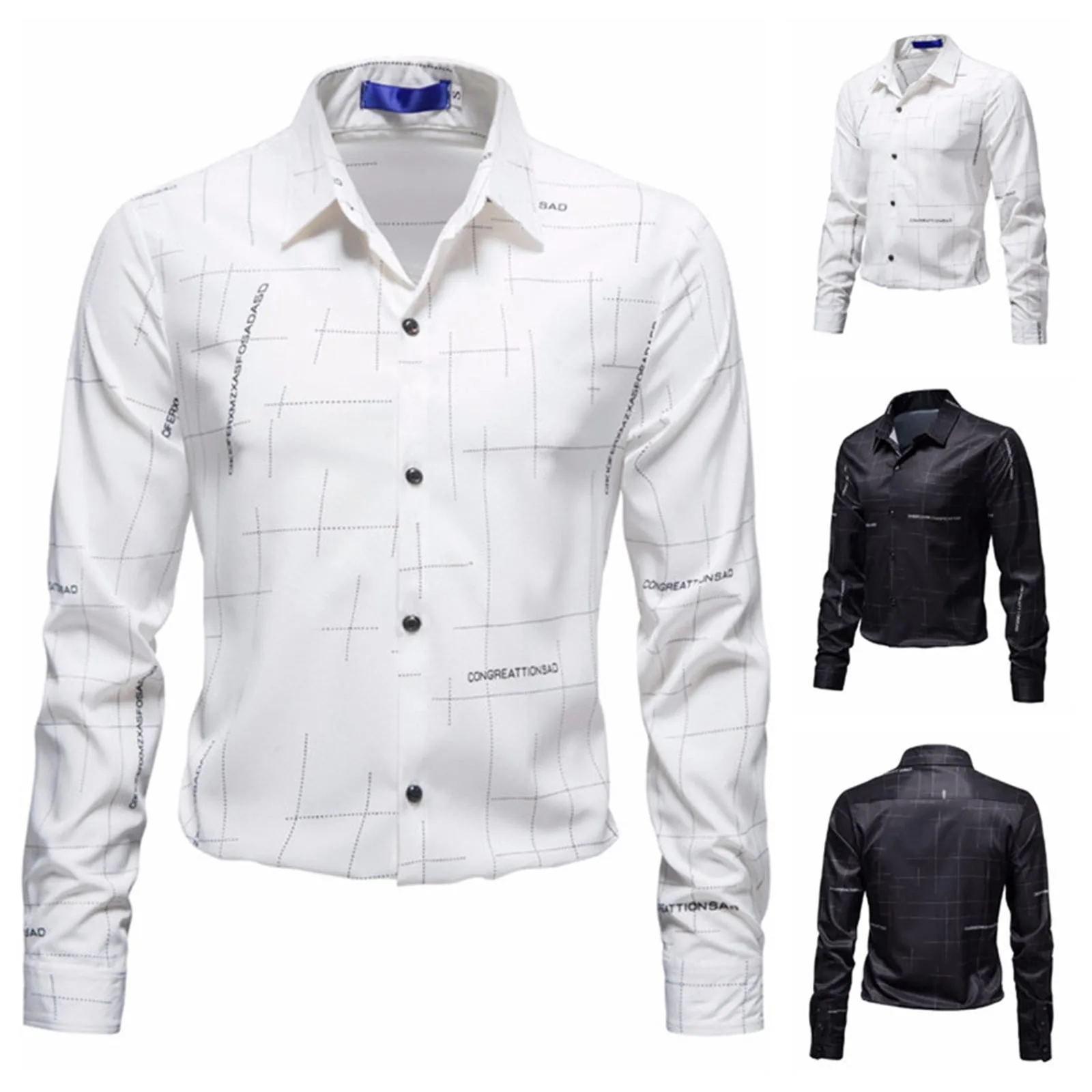 

Men's Fall Winter Loose Top Shirts Cotton Casual Loose Button Printed Blouse Top Lapel Long Sleeve Mens Large Tall Shirts