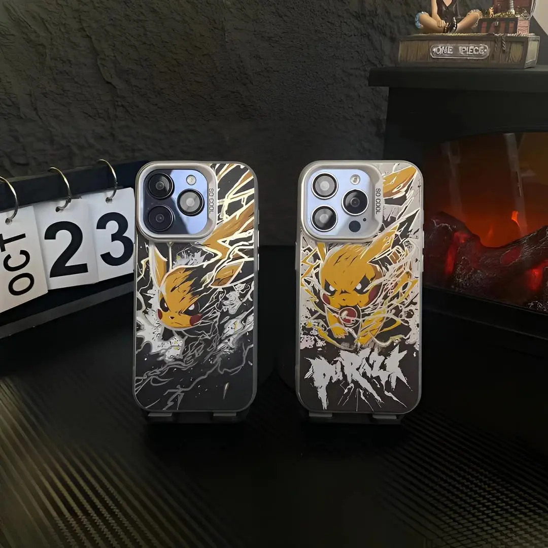 Cartoon Dark Lightning Case for P-PikachuS Samsung A73 A72 A55 A54 A53 A35 A34 A33 A32 A30 A24 A23 A22 A14 A05 4G 5G Matte Cover