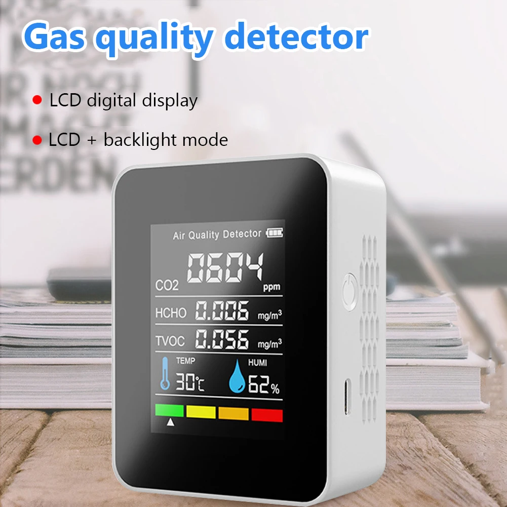 

CO2 Meter Digital Temperature Humidity Tester Carbon Dioxide TVOC HCHO Detector Air Quality Monitor CO2 sensor Monitor 2022 NEW