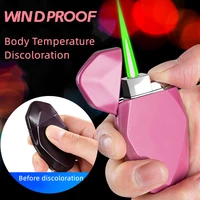 2022 new creative magic color changing pink lighter windproof green flame portable mini lighter cute fun mens and womens gift