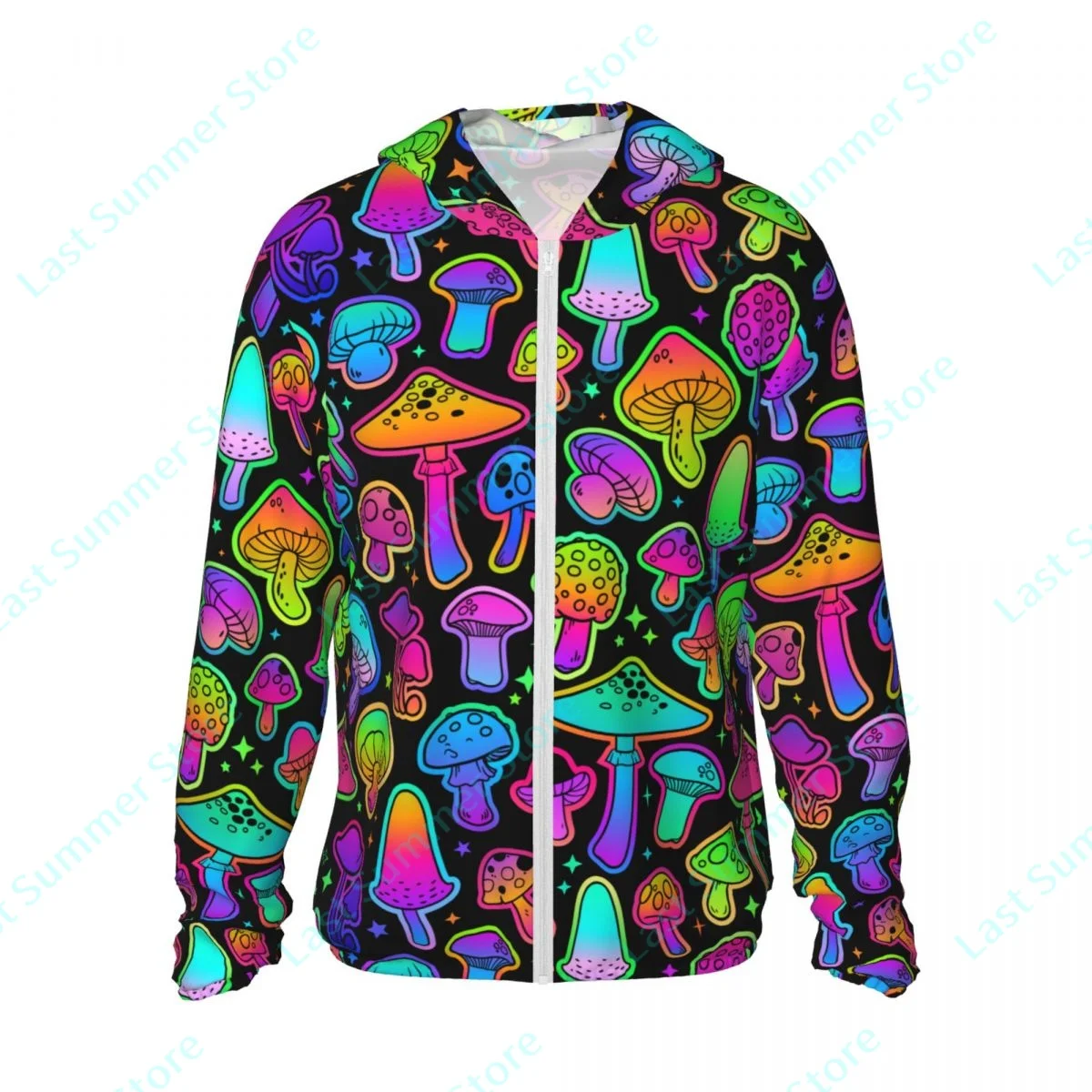 

magic mushroom 3D printing men sun protection clothing Summer men Hooded Beach Long Sleeve Sun Protection Clothing long sleeve