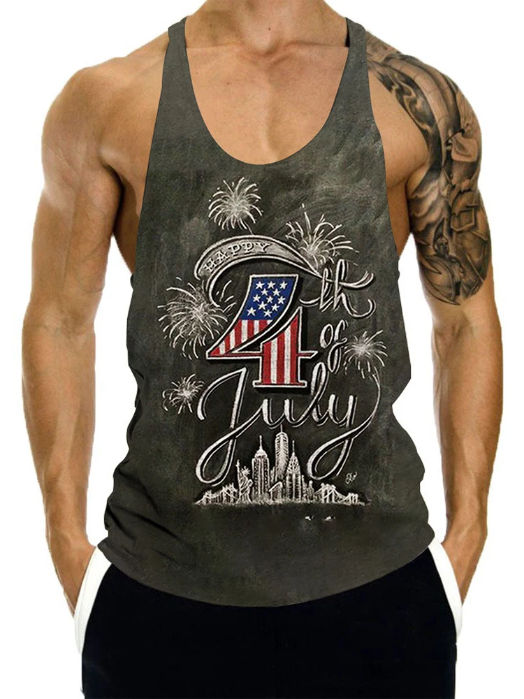 

2022 Summer Casual Sleeveless Vest Tops For Mens Male Loose Basic O-Neck Pullover Streetwear Fashion Skull Print Tank Tops Men