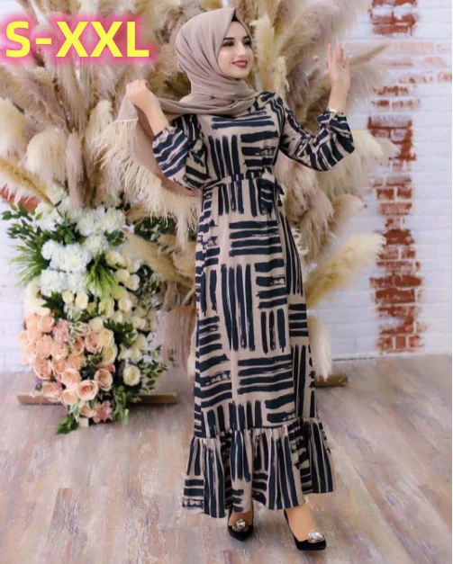 Eid Mubarek Muslim Fashion Dubai Abaya Turkey Hijab Summer Dress Kaftan Caftan Islam Clothing For Women Robe Femme Ete Vestidos