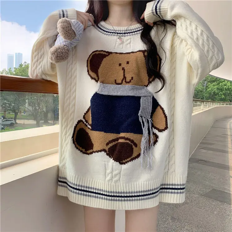 Свитер женский на весну осень и зиму одежда для улицы свободный трикотажный